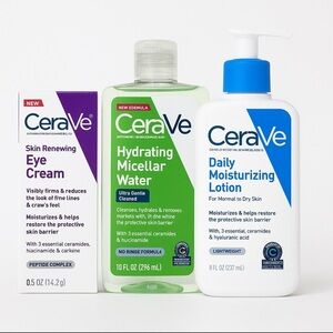 CeraVe Skincare Bundle – Eye Cream, Micellar Water & Daily Moisturizing Lotion